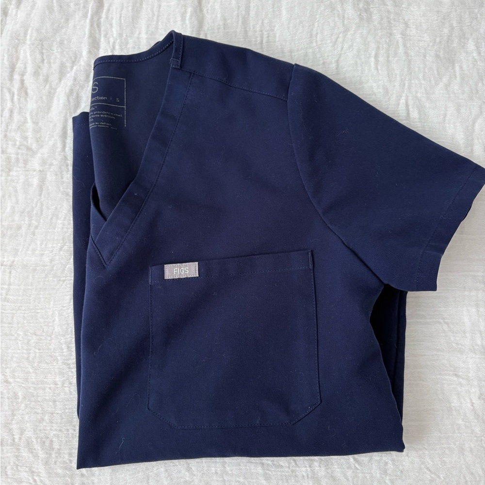 Figs Deep Blue V-Neck Scrub Top